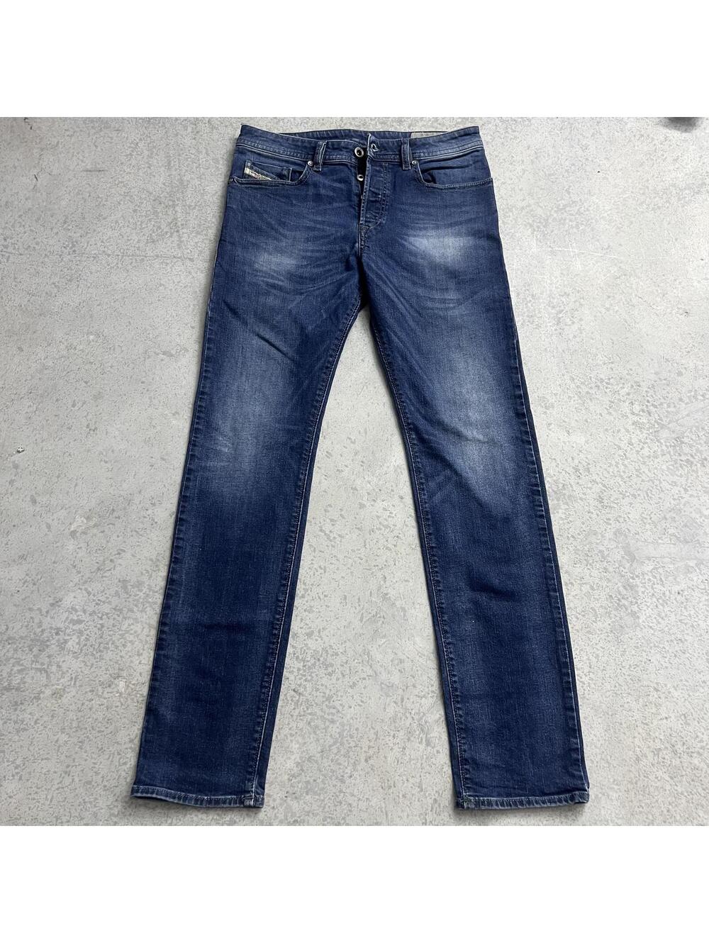Diesel Buster Slim Taper Jeans Men’s 31X32 Faded Whisker Dark Wash Button Fly
